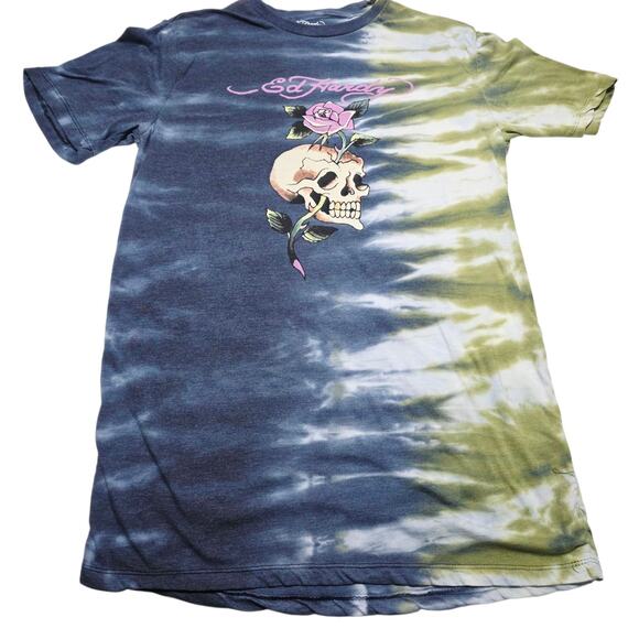 Ed Hardy Tops - Ed Hardy Tie Dye T Shirt Women's S/M Multicoloured Skull Graphic Print Tee Y2K